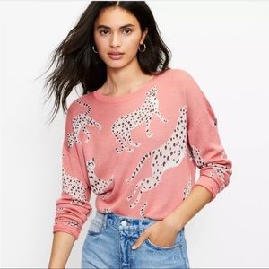 LOFT Pink Leopard Sweater